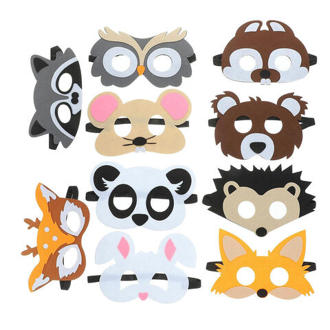 Máscara de Fantasia Animal para Crianças - Lembrancinha de Festa de Halloween na Floresta