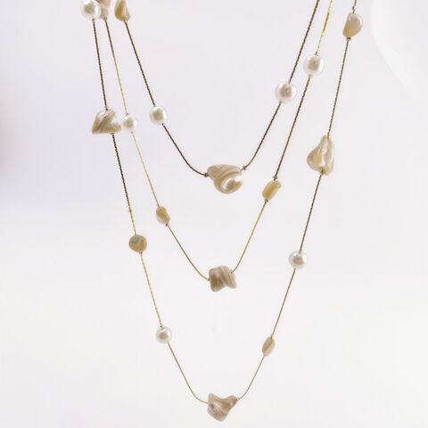 Collar de perlas irregulares con concha, temperamento, estilo europeo y americano, transfronterizo y plegable - Joyería de moda al por mayor