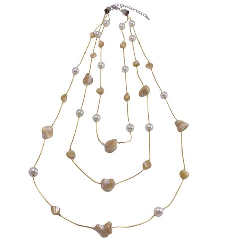 Collar de perlas irregulares con concha, temperamento, estilo europeo y americano, transfronterizo y plegable - Joyería de moda al por mayor