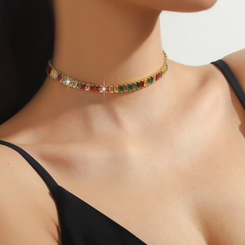 Collar de Clavícula Transfronterizo Europeo Americano de Lujo con Piedra, Personalidad Simple - Bisutería al por mayor