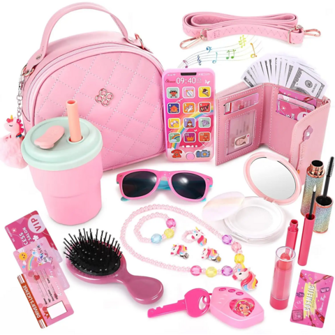 Ensemble de Maquillage Jouet pour Filles Princesse en Sac