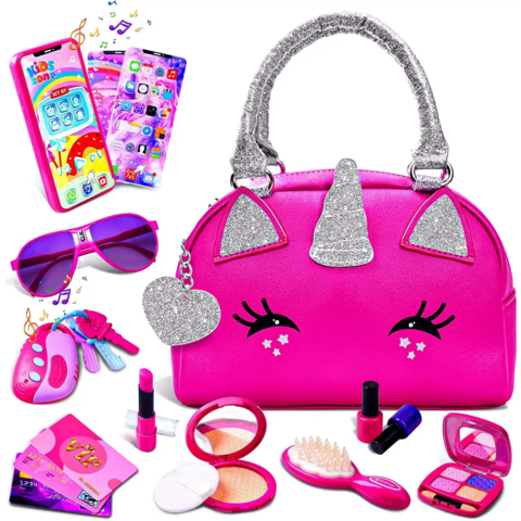 Ensemble de Maquillage Jouet pour Filles Princesse en Sac
