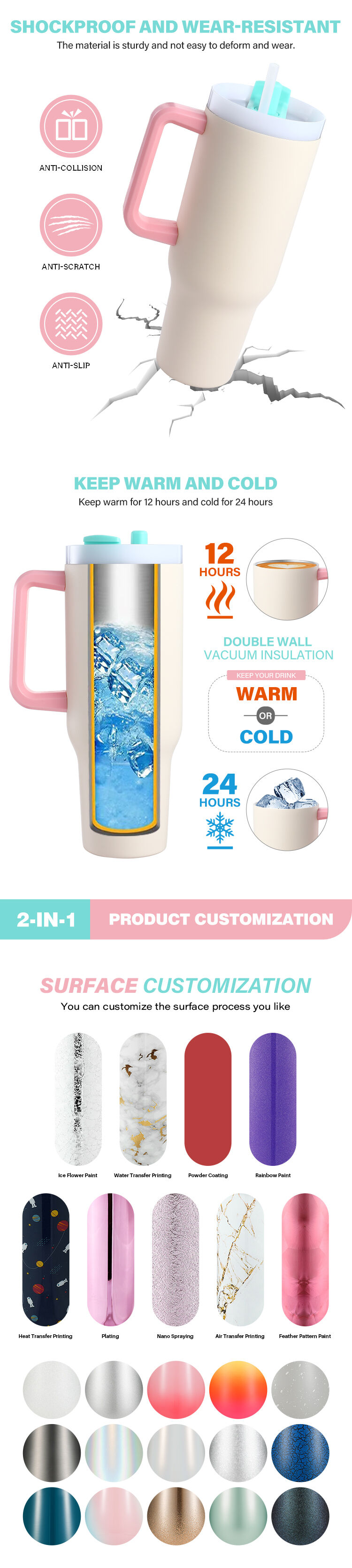 Custom Leak Proof Modern Design Large Tumbler Bpa Free Stainless Steel ...