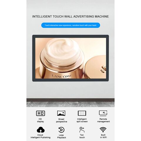Layar LCD Ultra Tipis Dalam Ruangan, Pemasangan di Dinding, Android, Wifi, Pemasangan di Dinding, Kios Layar Sentuh Signage Digital LCD 4K untuk Menu