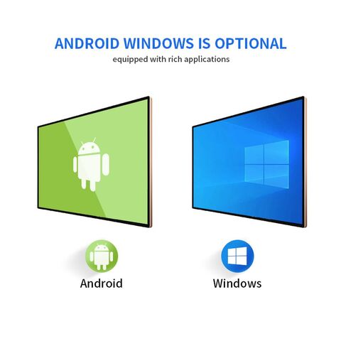 Layar LCD Ultra Tipis Dalam Ruangan, Pemasangan di Dinding, Android, Wifi, Pemasangan di Dinding, Kios Layar Sentuh Signage Digital LCD 4K untuk Menu