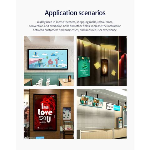 Layar LCD Ultra Tipis Dalam Ruangan, Pemasangan di Dinding, Android, Wifi, Pemasangan di Dinding, Kios Layar Sentuh Signage Digital LCD 4K untuk Menu