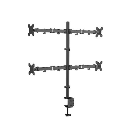 Support Quadruple LCD Réglable en Hauteur, Bras de 14 pouces, Support de Montage pour Quatre Écrans PC pour 4 Moniteurs
