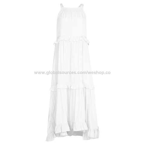Faldas largas estilo europeo y americano para mujer, colección verano 2025 - Vestido largo de playa con volantes y vuelo amplio, ideal para vacaciones.