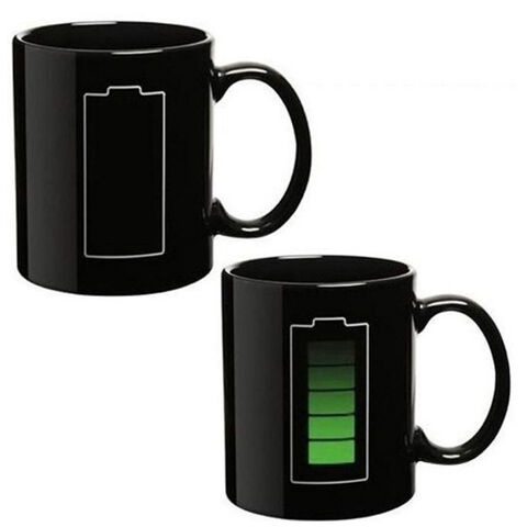 Keramiktassen, die die Farbe durch Hitze ändern - Lustige, magische Kaffeetasse & Teetasse mit einzigartigem Batterie-Lade-Design