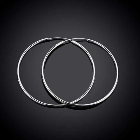 Sterling Silber Creolen für Damen 50MM Große Runde Kreis Ohrringe Schmuck Geschenk Großhandel