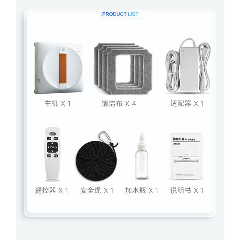 Nettoyeur de vitres robotisé sans fil personnalisé avec télécommande et double pulvérisation d'eau pour usage domestique/bureau avec commande vocale