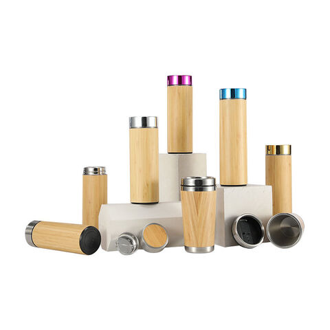 Vente Directe de Chine : Bouteille d'Eau Isolée Écologique 500ML en Bois et Acier Inoxydable