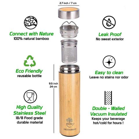 Vente Directe de Chine : Bouteille d'Eau Isolée Écologique 500ML en Bois et Acier Inoxydable