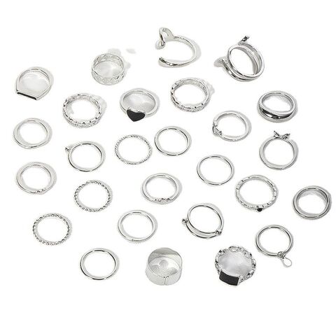 Anillos Apilables al por Mayor Diseño Moderno de Hoja, Ola, Perla y Ojo con Incrustaciones de Diamantes de Imitación para Atuendos Diarios y Accesorios de Fiesta
