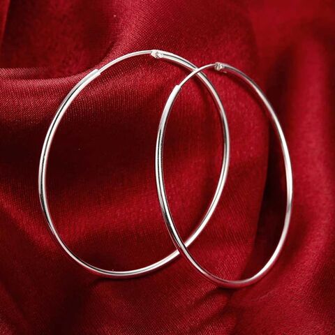Sterling Silber Creolen für Damen 50MM Große Runde Kreis Ohrringe Schmuck Geschenk Großhandel