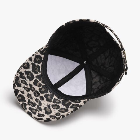 Topi Baseball Wanita Motif Leopard Gaya Euro-Amerika, Atap Keras, Lidah Bebek untuk Aktivitas Luar Ruangan