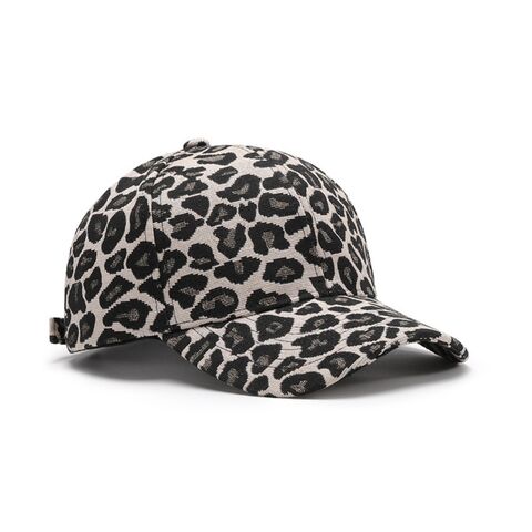 Topi Baseball Wanita Motif Leopard Gaya Euro-Amerika, Atap Keras, Lidah Bebek untuk Aktivitas Luar Ruangan