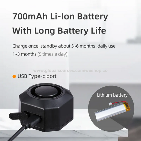 Sirènes, klaxons et boîtiers de sonnette Rechargeable USB 110dB Alarme de sécurité de véhicule sans fil forte Anti Vol Capteur de Vibration Porte Fenêtre