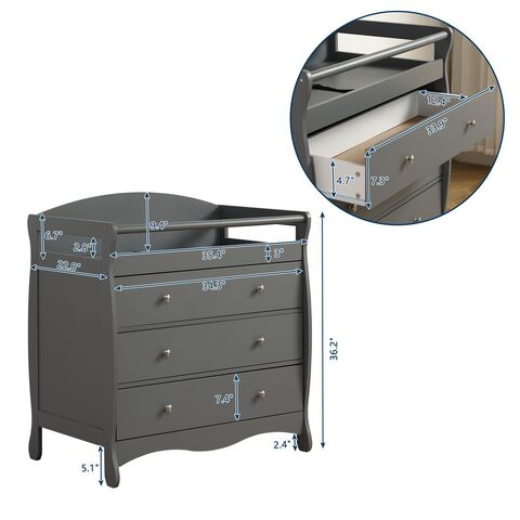 Table à Langer pour Bébé avec 3 Tiroirs et Grand Espace de Rangement pour Couches, Leader de l'Industrie