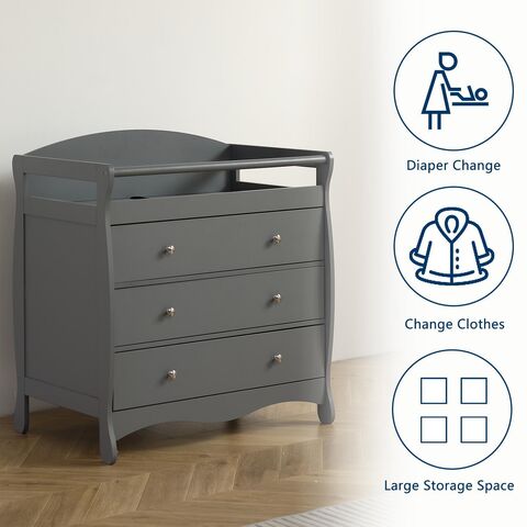 Table à Langer pour Bébé avec 3 Tiroirs et Grand Espace de Rangement pour Couches, Leader de l'Industrie