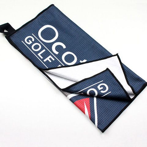 Golfhandtuch aus Mikrofaser-Waffelgewebe mit individuellem Aufdruck und Logo, sublimiertes Golfhandtuch