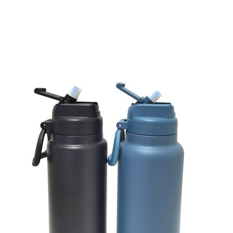 304 Edelstahl Doppelwandige Thermosflasche, wiederverwendbar, isoliert, Sport-Wasserflasche mit Strohhalmdeckel