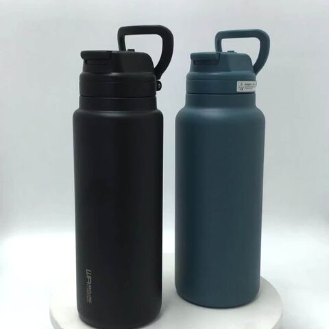 304 Edelstahl Doppelwandige Thermosflasche, wiederverwendbar, isoliert, Sport-Wasserflasche mit Strohhalmdeckel