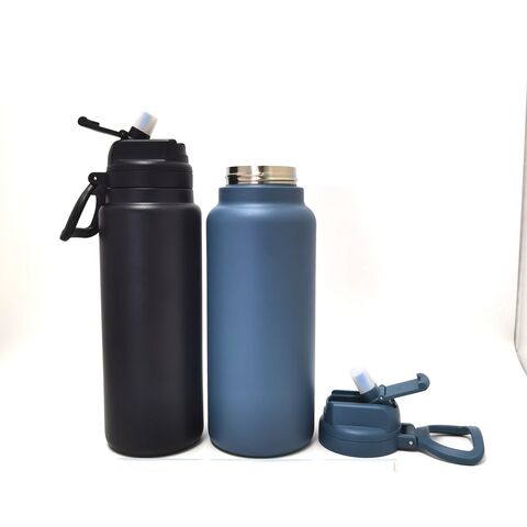 304 Edelstahl Doppelwandige Thermosflasche, wiederverwendbar, isoliert, Sport-Wasserflasche mit Strohhalmdeckel