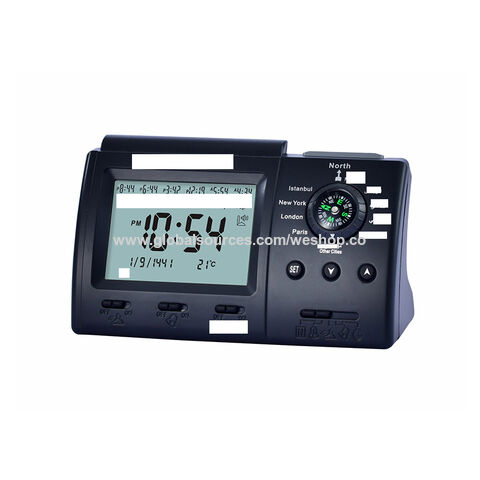 Tisch- & Regaluhren HA-3005 Islamischer Gebets-Azan-Uhr LCD mit Athan-Sound Erinnerung mehrsprachige muslimische Tischuhr