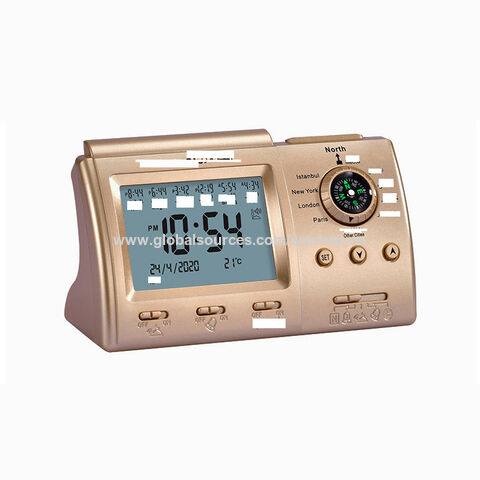 Tisch- & Regaluhren HA-3005 Islamischer Gebets-Azan-Uhr LCD mit Athan-Sound Erinnerung mehrsprachige muslimische Tischuhr