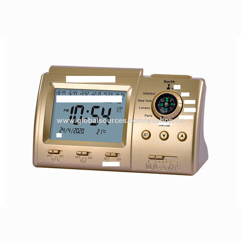 Tisch- & Regaluhren HA-3005 Islamischer Gebets-Azan-Uhr LCD mit Athan-Sound Erinnerung mehrsprachige muslimische Tischuhr