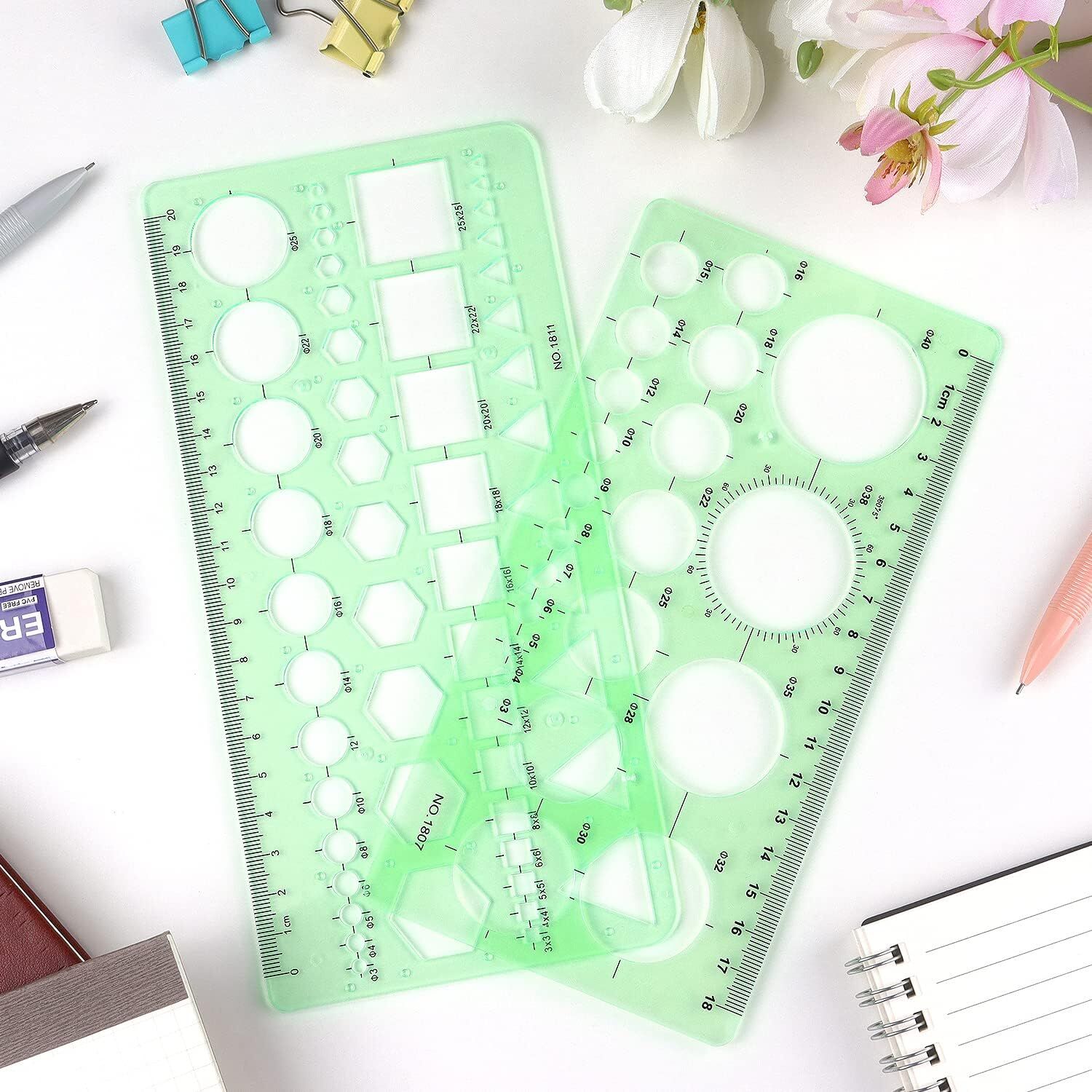 Circle Template Measuring Geometry Ruler Geometric Drawings Stencils ...