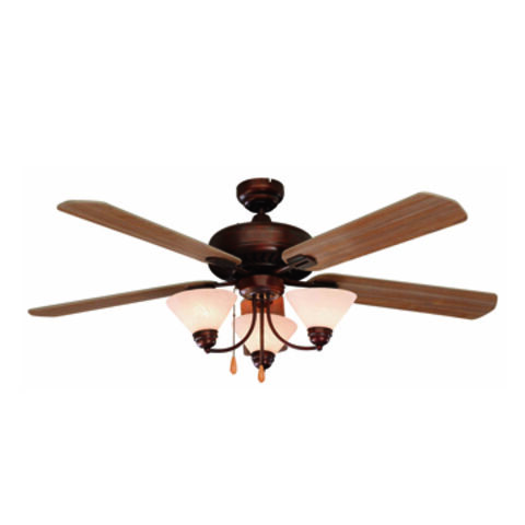 Ventilateur de plafond de 56 pouces avec 5 pales en bois et 3 lumières, commande à chaîne avec interrupteur inverseur