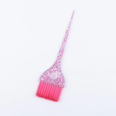Pincel de Tintura de Cabelo com Logotipo Personalizado, Glitter Azul, Cabo Transparente, para Barbeiro, Tingimento Suave com Nylon, Pincel de Tintura para Permanente para Cabeleireiro