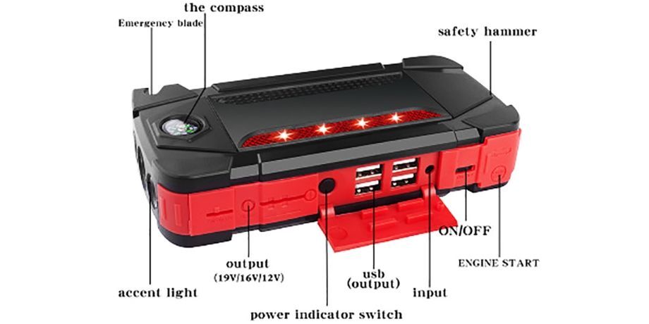 Car Vehicle Portable Multi Function 5V 12V 16V 19V Car Jump Starter Power Bank for Diesel Petrol Car supplier