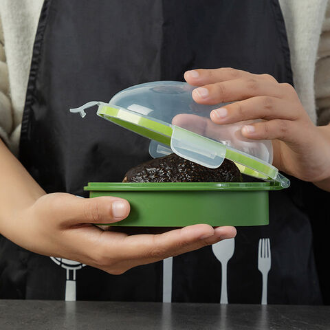 Nuevo Contenedor para Aguacate con Tapa y Clips - Conserva tus Aguacates Frescos por Días - Solución de Almacenamiento para B2B