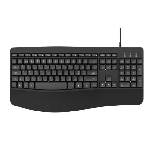 OEM/ODM Teclado de escritório com fio e apoio de pulso ergonômico, grande sucesso de vendas