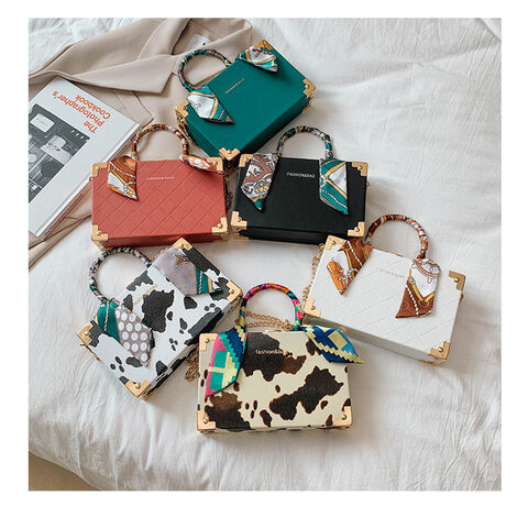 Damenhandtasche 2022, Geldbörse, Handytasche und Make-up-Tasche Sac Femme, 6-farbiges Quadrat mit Schleife, Damentasche