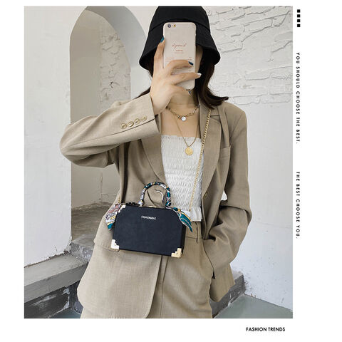 Damenhandtasche 2022, Geldbörse, Handytasche und Make-up-Tasche Sac Femme, 6-farbiges Quadrat mit Schleife, Damentasche