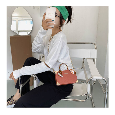 Damenhandtasche 2022, Geldbörse, Handytasche und Make-up-Tasche Sac Femme, 6-farbiges Quadrat mit Schleife, Damentasche
