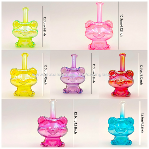 Creatividad fábrica venta reutilizable único lindo color Rana forma alta borosilicato tubo de vidrio