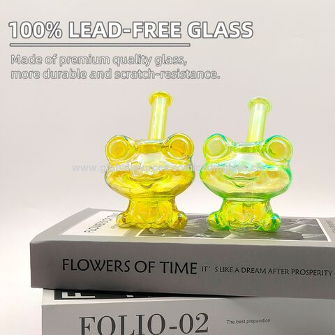 Creatividad fábrica venta reutilizable único lindo color Rana forma alta borosilicato tubo de vidrio