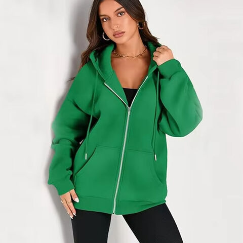 OEM Sweat à Capuche Court Décontracté pour Femme, Multicolore, Fermeture Éclair, Tissu Polyester Tricoté Durable, Collection Automne/Hiver, Uni