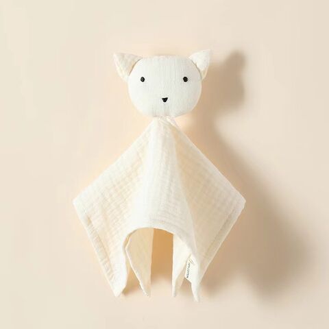 Superweiche Plüsch-Babydecke mit Tiermotiven für Neugeborene, Unisex-Baby-Schmusetuch, Sicherheitsdecke aus Baumwoll-Kreppstoff