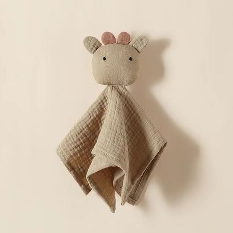 Superweiche Plüsch-Babydecke mit Tiermotiven für Neugeborene, Unisex-Baby-Schmusetuch, Sicherheitsdecke aus Baumwoll-Kreppstoff