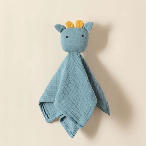Superweiche Plüsch-Babydecke mit Tiermotiven für Neugeborene, Unisex-Baby-Schmusetuch, Sicherheitsdecke aus Baumwoll-Kreppstoff