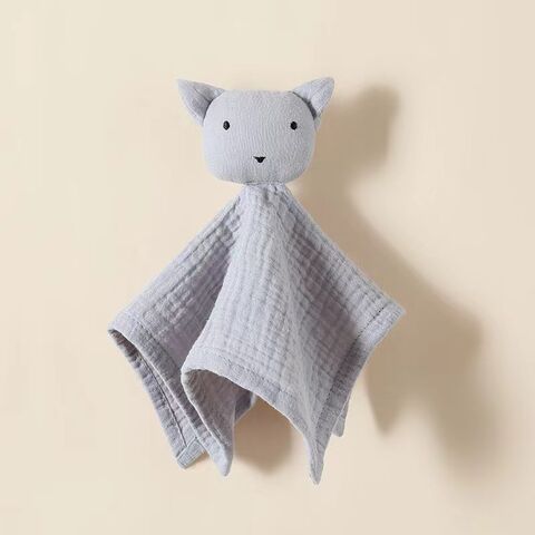 Superweiche Plüsch-Babydecke mit Tiermotiven für Neugeborene, Unisex-Baby-Schmusetuch, Sicherheitsdecke aus Baumwoll-Kreppstoff