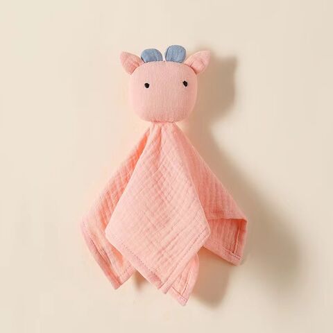 Superweiche Plüsch-Babydecke mit Tiermotiven für Neugeborene, Unisex-Baby-Schmusetuch, Sicherheitsdecke aus Baumwoll-Kreppstoff
