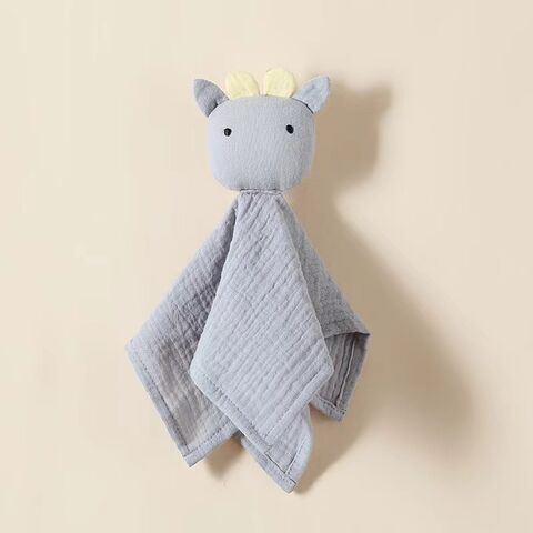 Superweiche Plüsch-Babydecke mit Tiermotiven für Neugeborene, Unisex-Baby-Schmusetuch, Sicherheitsdecke aus Baumwoll-Kreppstoff