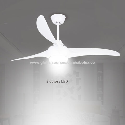 Ventilateur de plafond moderne 52" à 3 pales avec moteur DC, lumière LED et télécommande pour maison, chambre et salon